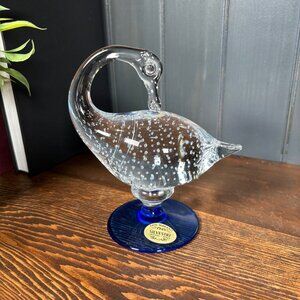 Vintage Murano Glass Bird Controlled Bubbles Silvestri Arte Crystal Figurine